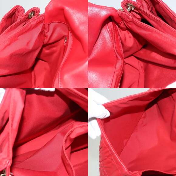 DIOR Canage Shoulder Bag Lamb Skin Red Gold - Picture 12 of 13